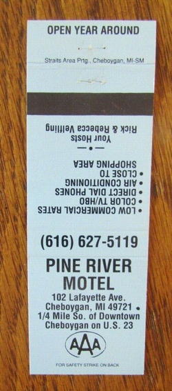 Pine River Motel (Moon-E-Motel) - Matchbook (newer photo)